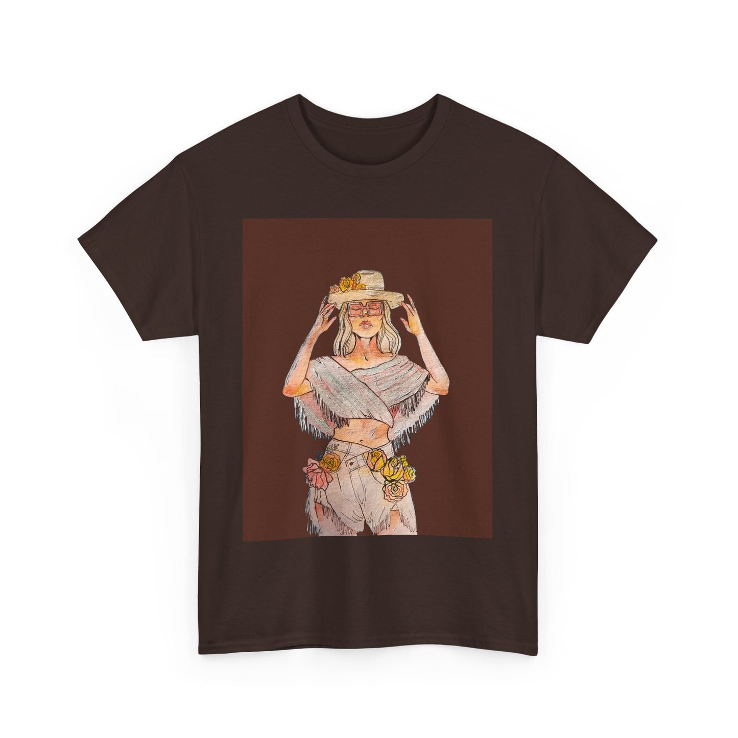 Bohemian Vibes Unisex Heavy Cotton Vintage Tee, Casual Wear, Summer Style Shirt, Gift for Her, Festival Outfit, Art-Inspired Apparel