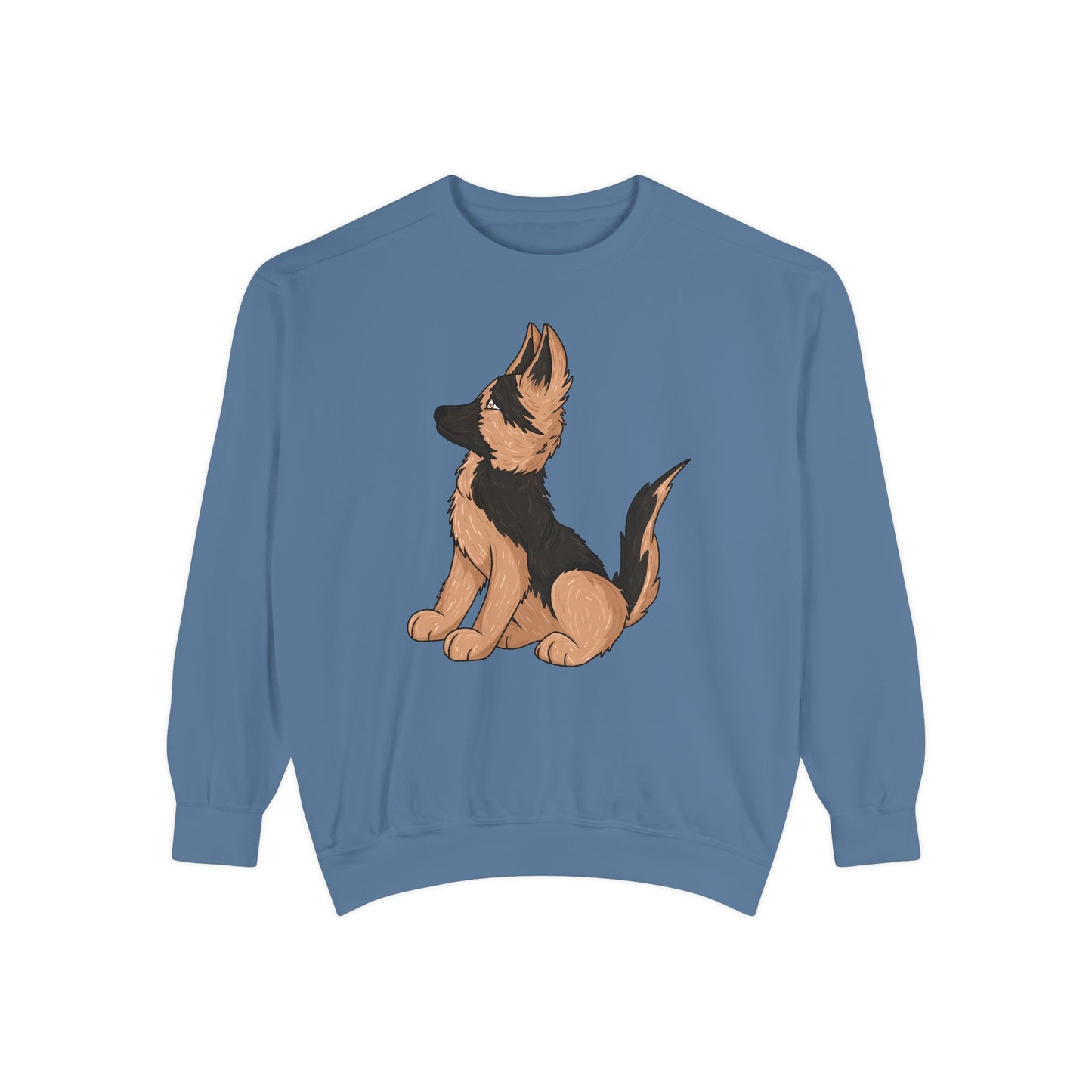 Unisex Dog Lover Sweatshirt With a Graphic of Cute German Shepherd Puppy Looking Upward