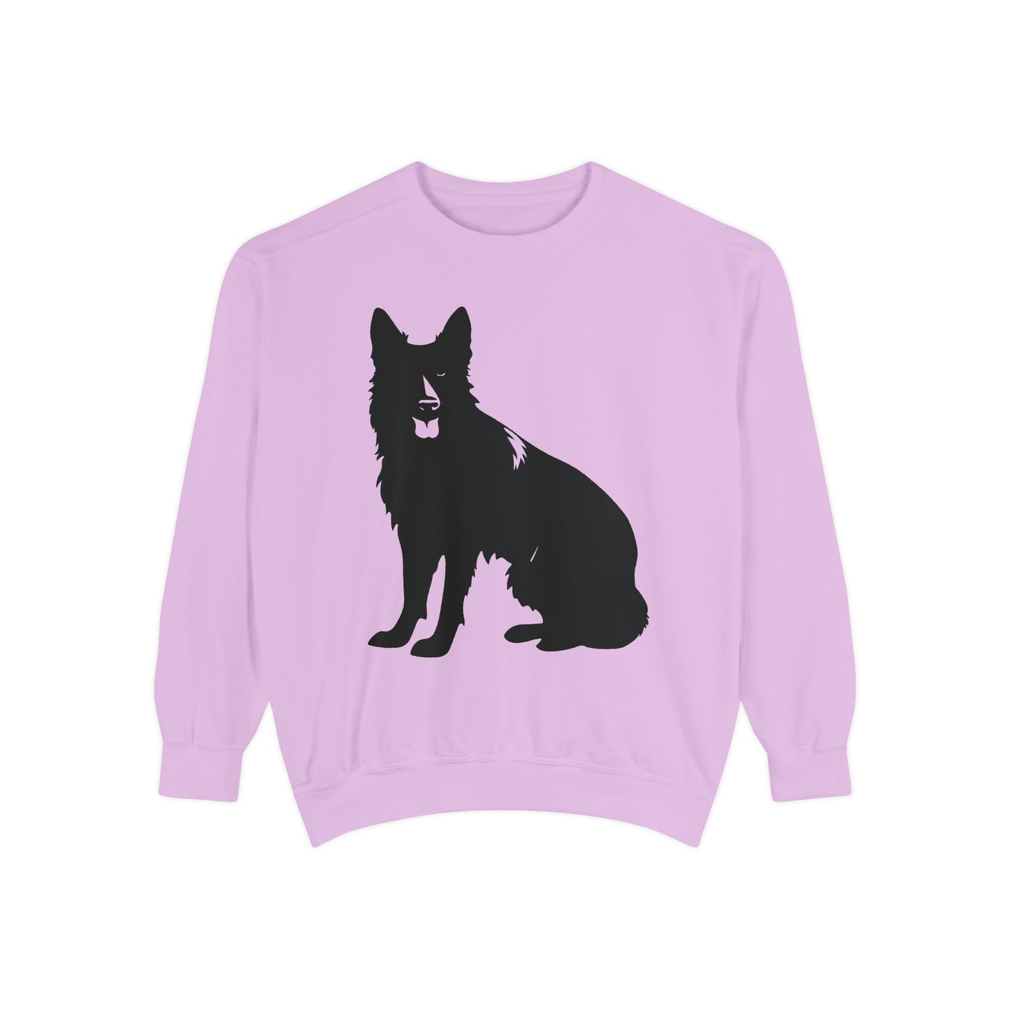 Unisex Dog Lover Sweatshirt With Graphic of Black German Shepherd With Hanging Tongue Sloppily Sitting