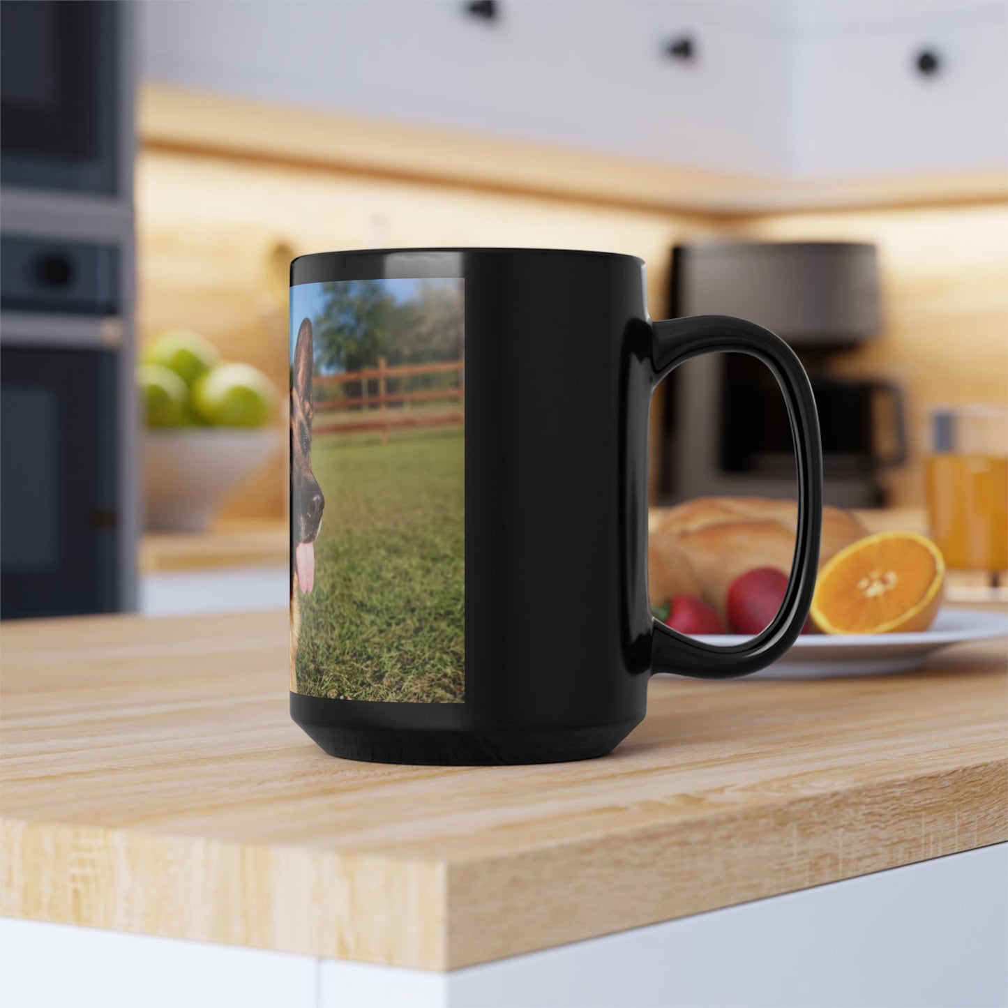 Black Dog Lover Black Ceramic Mug 15oz With a Showline German Shepherd