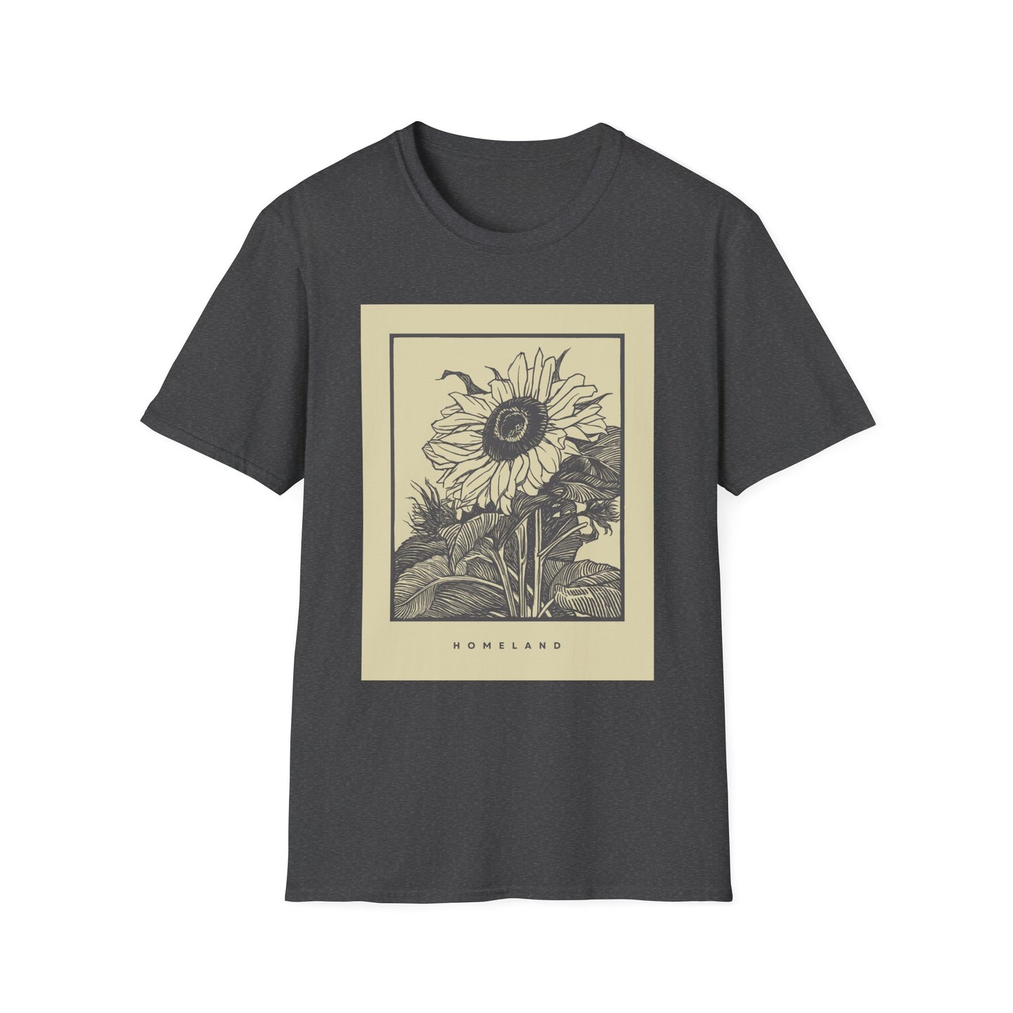 Vintage Sunflower Unisex T-Shirt, Softstyle Tee, Casual Wear, Nature Lover Gift, Summer Fashion, Homelands Design