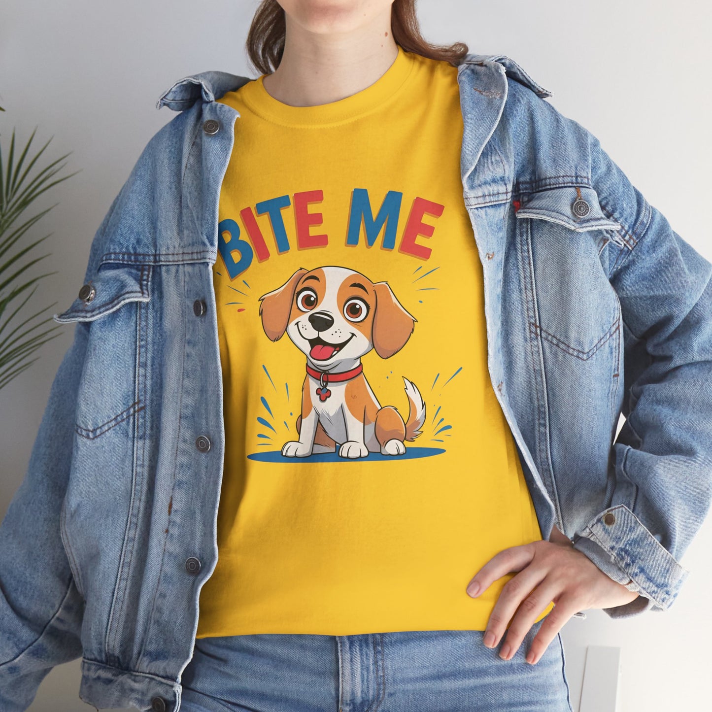 Playful Dog Lover Tee, Bite Me Unisex Cotton T-Shirt for Dog Trainers, Funny Gift for Dog Lovers, Cute Dog Apparel