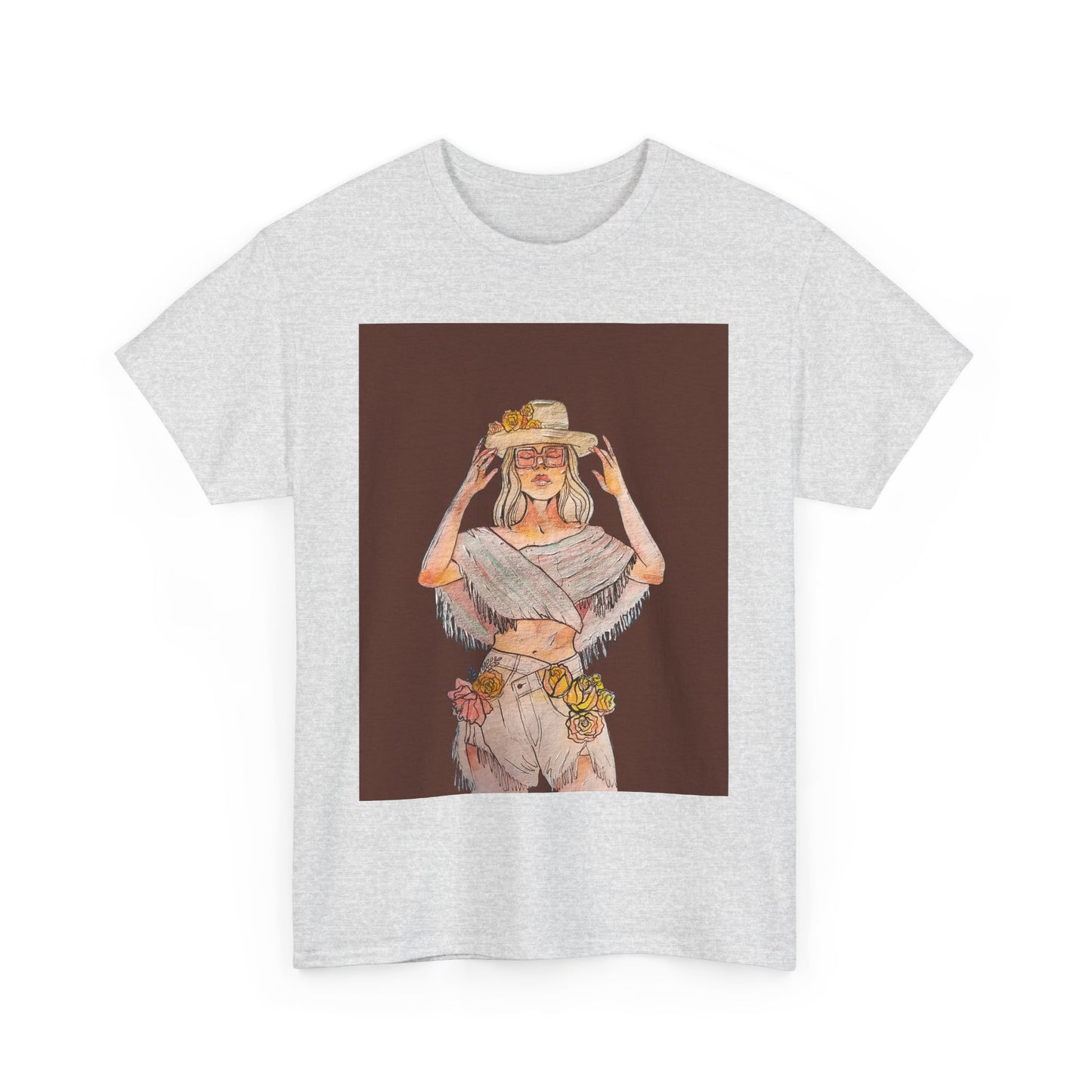 Bohemian Vibes Unisex Heavy Cotton Vintage Tee, Casual Wear, Summer Style Shirt, Gift for Her, Festival Outfit, Art-Inspired Apparel