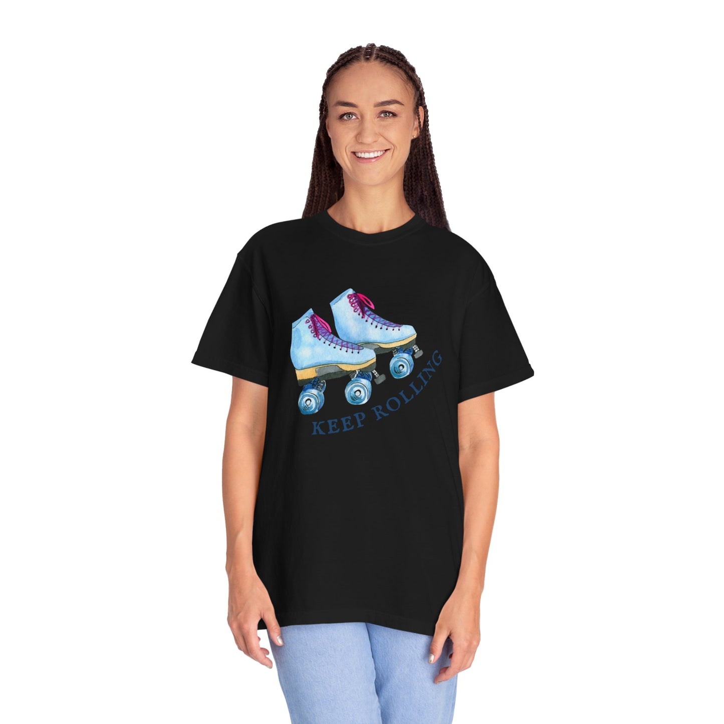 Keep Rolling Retro Roller Skates Tee, Vintage Skate T-shirt, Unisex Garment-Dyed Shirt, Fun Gift for Skating Lovers, Summer Apparel