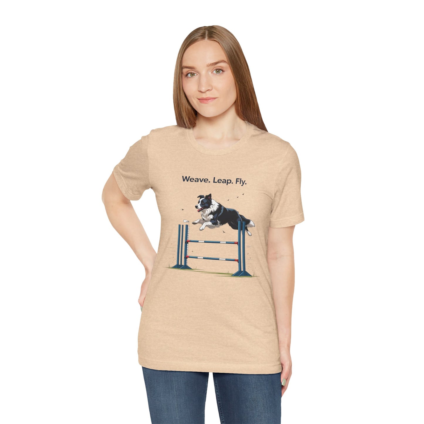 Dog Agility Spirit T-Shirt, Weave Leap Fly Tee, Gifts for Dog Lovers, Pet Enthusiasts, Animal Lovers T-Shirt, Casual Wear, Dog Show Gear