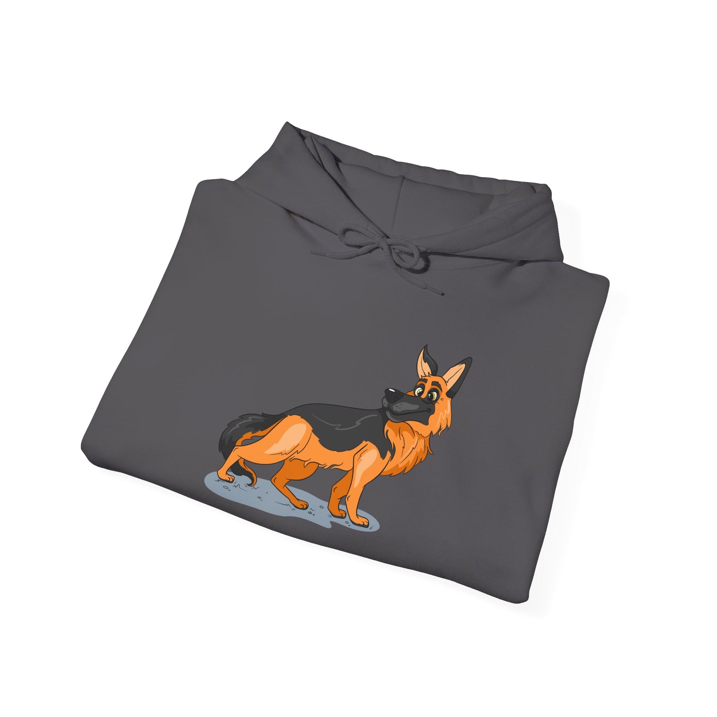 Unisex Dog Lover Hoodie With a Cartoon of Astonished German Shepherd Turning His Head