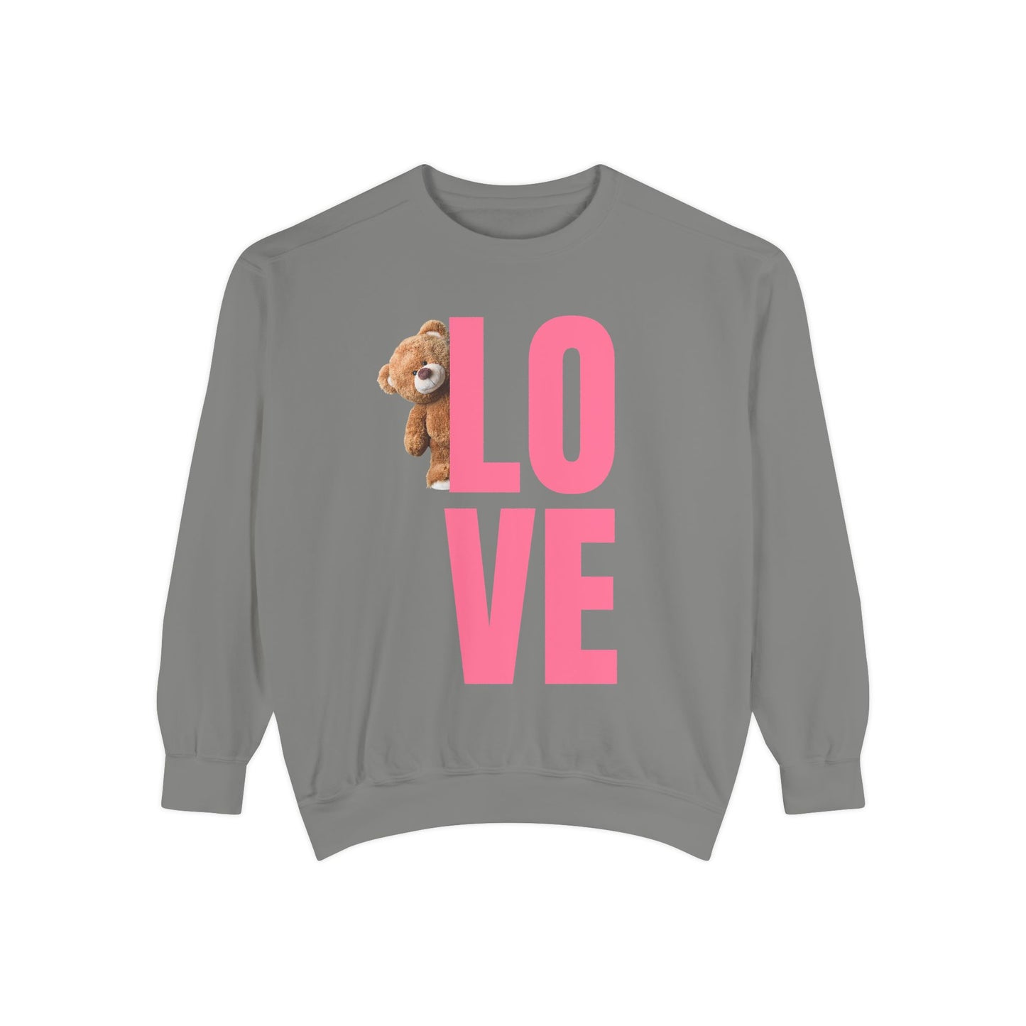 Unisex Valentine's Day Sweatshirt With Cute Brown Behind the Letter L