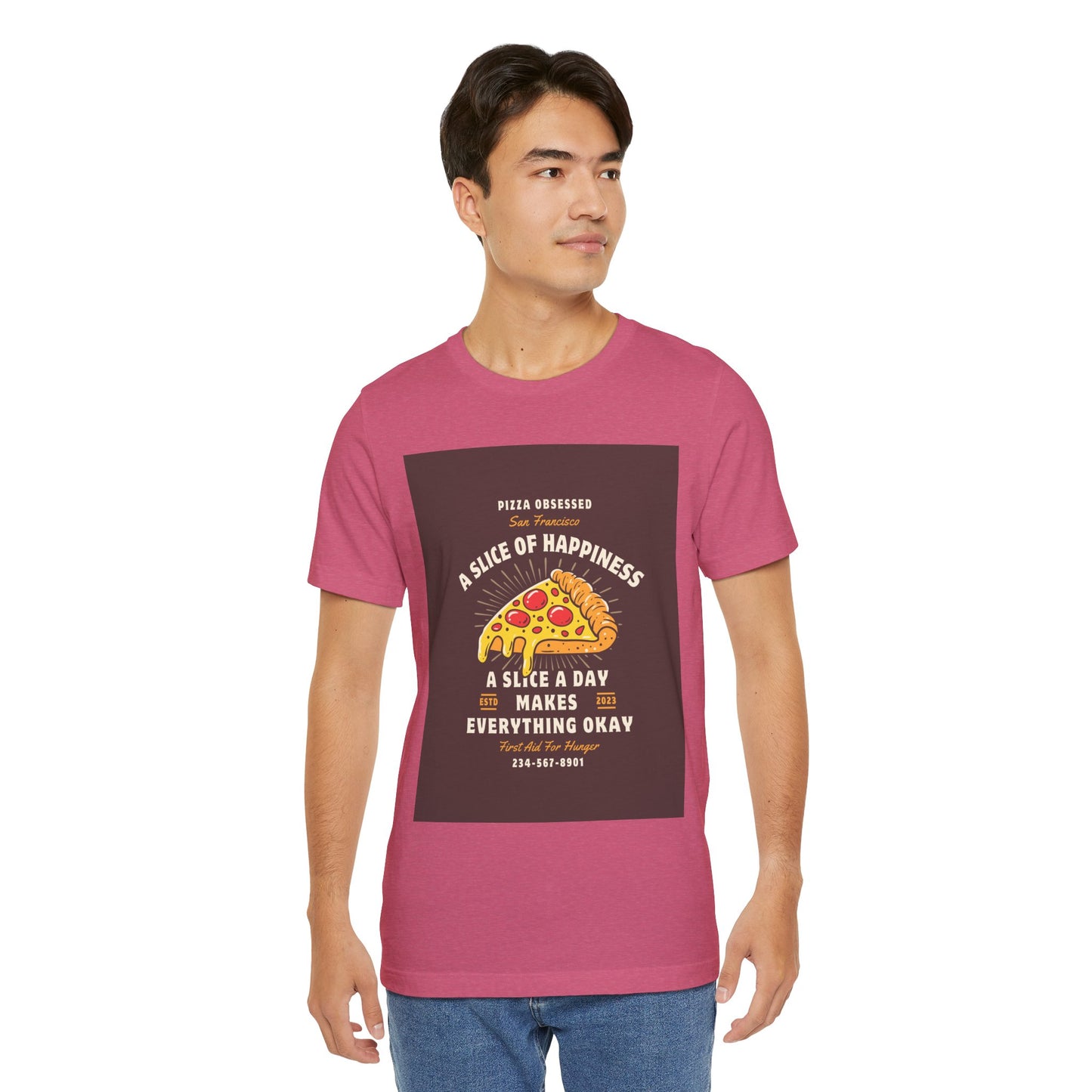 Pizza Lover's Happiness Tee, Fun Unisex T-Shirt, Casual Wear, Gift for Foodies, Pizza Party Attire, Comfortable Daily Shirt