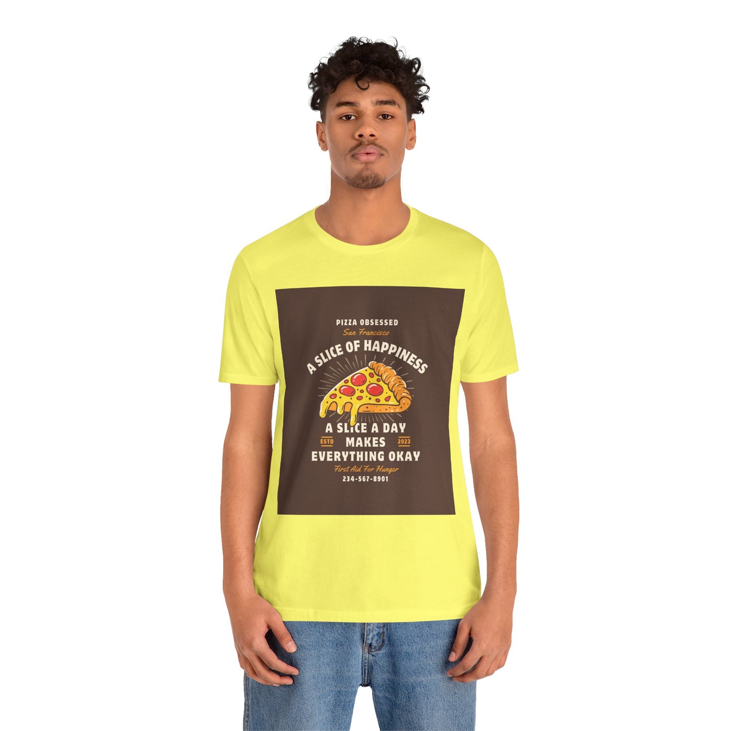 Pizza Lover's Happiness Tee, Fun Unisex T-Shirt, Casual Wear, Gift for Foodies, Pizza Party Attire, Comfortable Daily Shirt