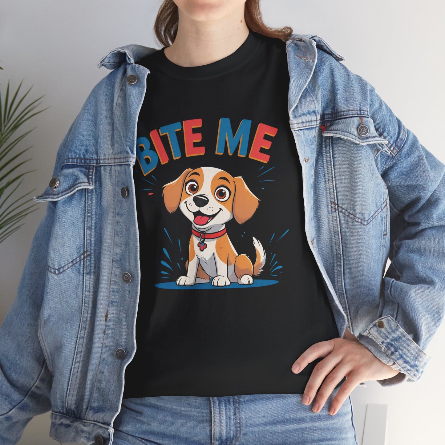 Playful Dog Lover Tee, Bite Me Unisex Cotton T-Shirt for Dog Trainers, Funny Gift for Dog Lovers, Cute Dog Apparel