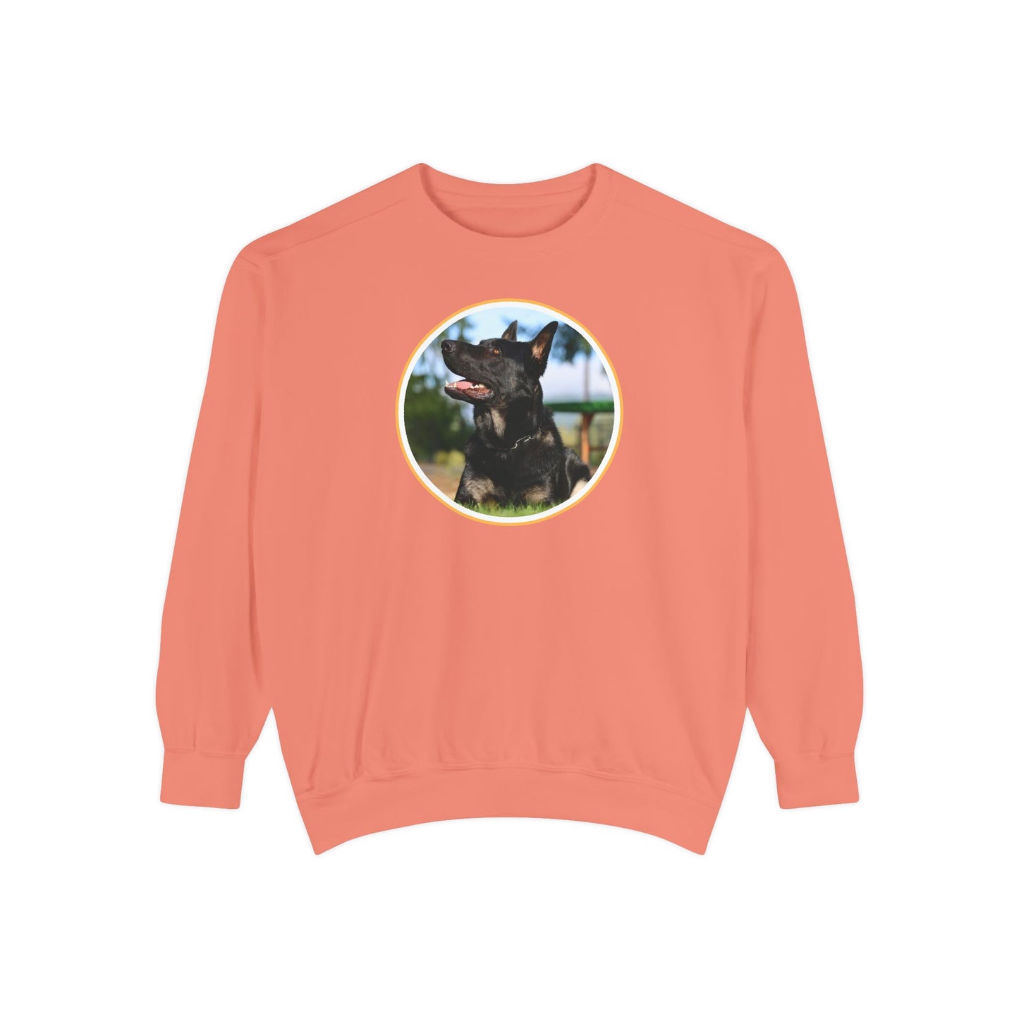 Unisex Dog Lover Sweatshirt With Close Up of Bicolor German Shepherd Inside Round Shape