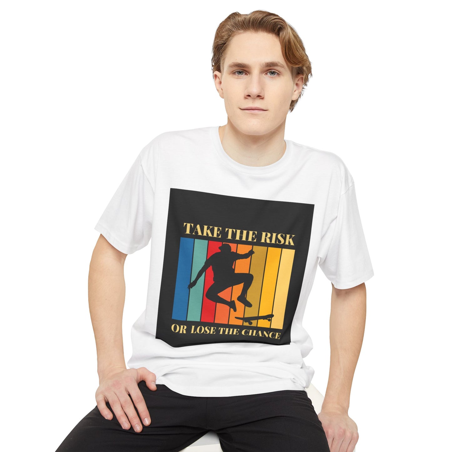 Take the Risk Urban Tee - Inspirational Skate T-Shirt, Street Style Shirt, Unisex Graphic Tee, Gift for Skaters, Casual Everyday Wear