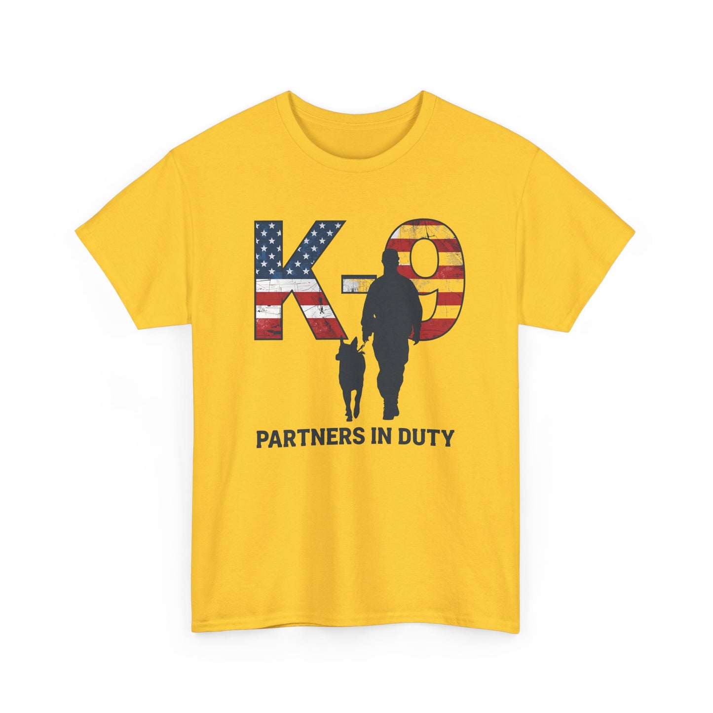 Patriotic K-9 T-Shirt - Partners in Duty Tee | Unisex Heavy Cotton Tee for Dog Lovers, Military Support, Gifts for Dog Handlers