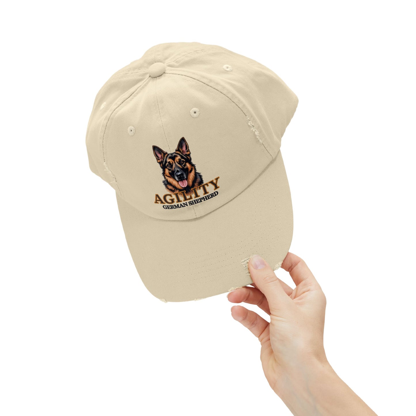 German Shepherd Agility Cap, Distressed Unisex Baseball Hat, Dog Lover Gift, Pet Training Accessory, Outdoor Sports Apparel