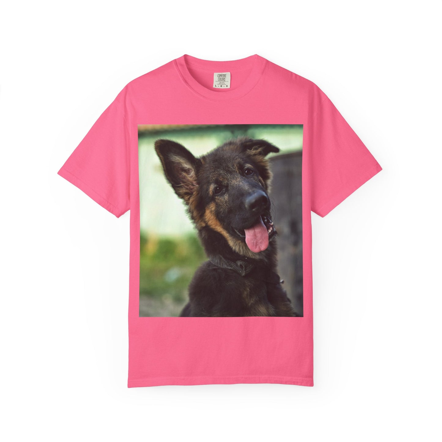 Happy Dog Graphic Unisex T-Shirt Featuring Cute German Shepherd Puppy