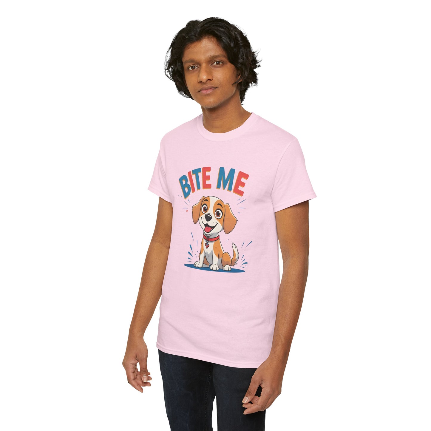 Playful Dog Lover Tee, Bite Me Unisex Cotton T-Shirt for Dog Trainers, Funny Gift for Dog Lovers, Cute Dog Apparel
