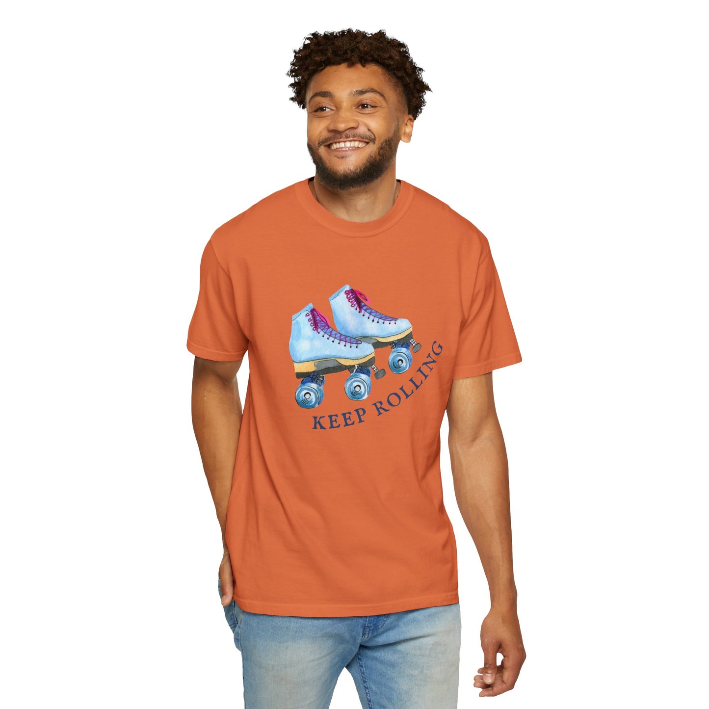 Keep Rolling Retro Roller Skates Tee, Vintage Skate T-shirt, Unisex Garment-Dyed Shirt, Fun Gift for Skating Lovers, Summer Apparel