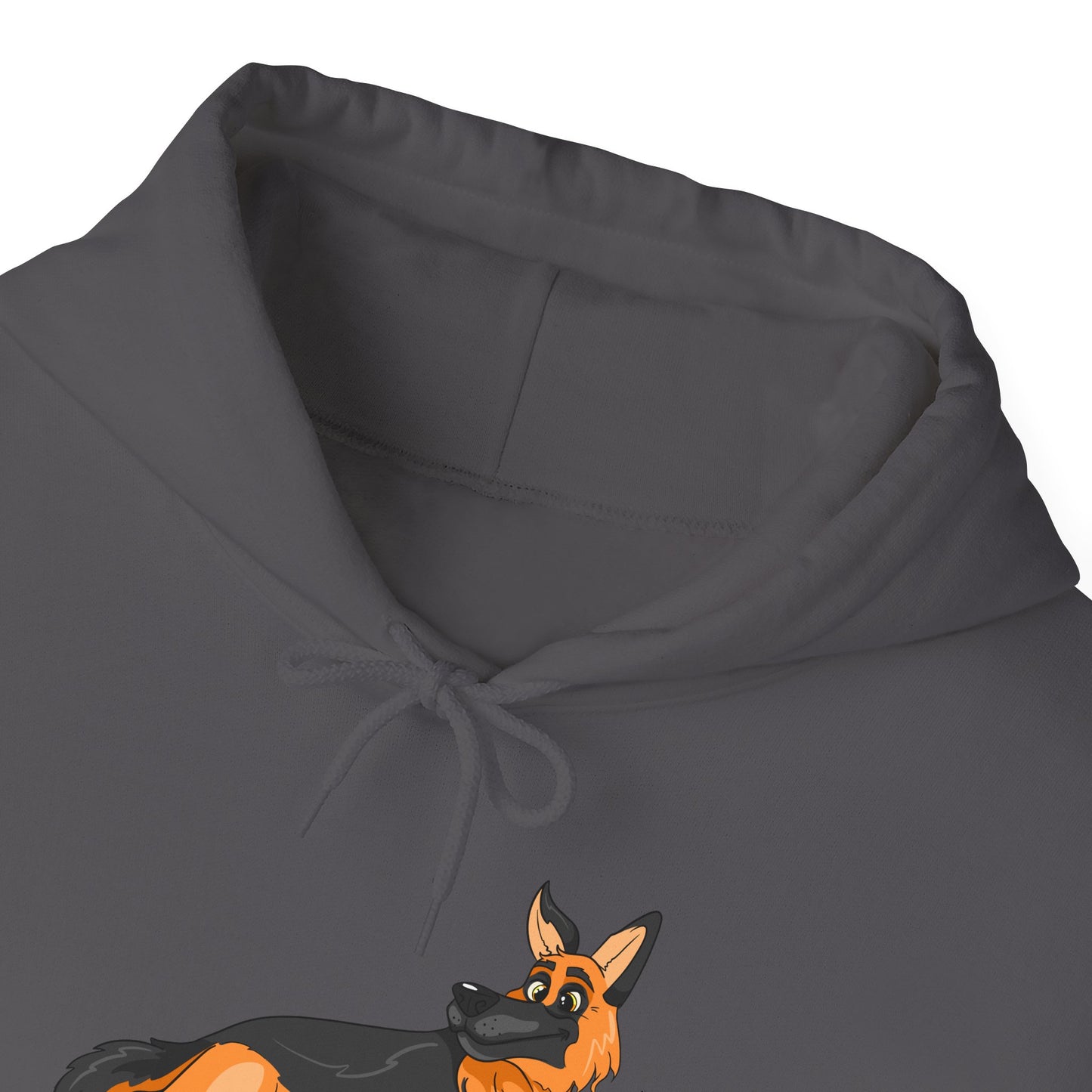 Unisex Dog Lover Hoodie With a Cartoon of Astonished German Shepherd Turning His Head
