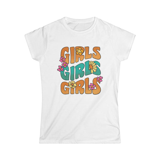 Girls Floral Graphic Tee - Vibrant Women's Softstyle T-Shirt for Casual Days, Gifts, Summer Outfits, Birthday Celebrations, Friendship