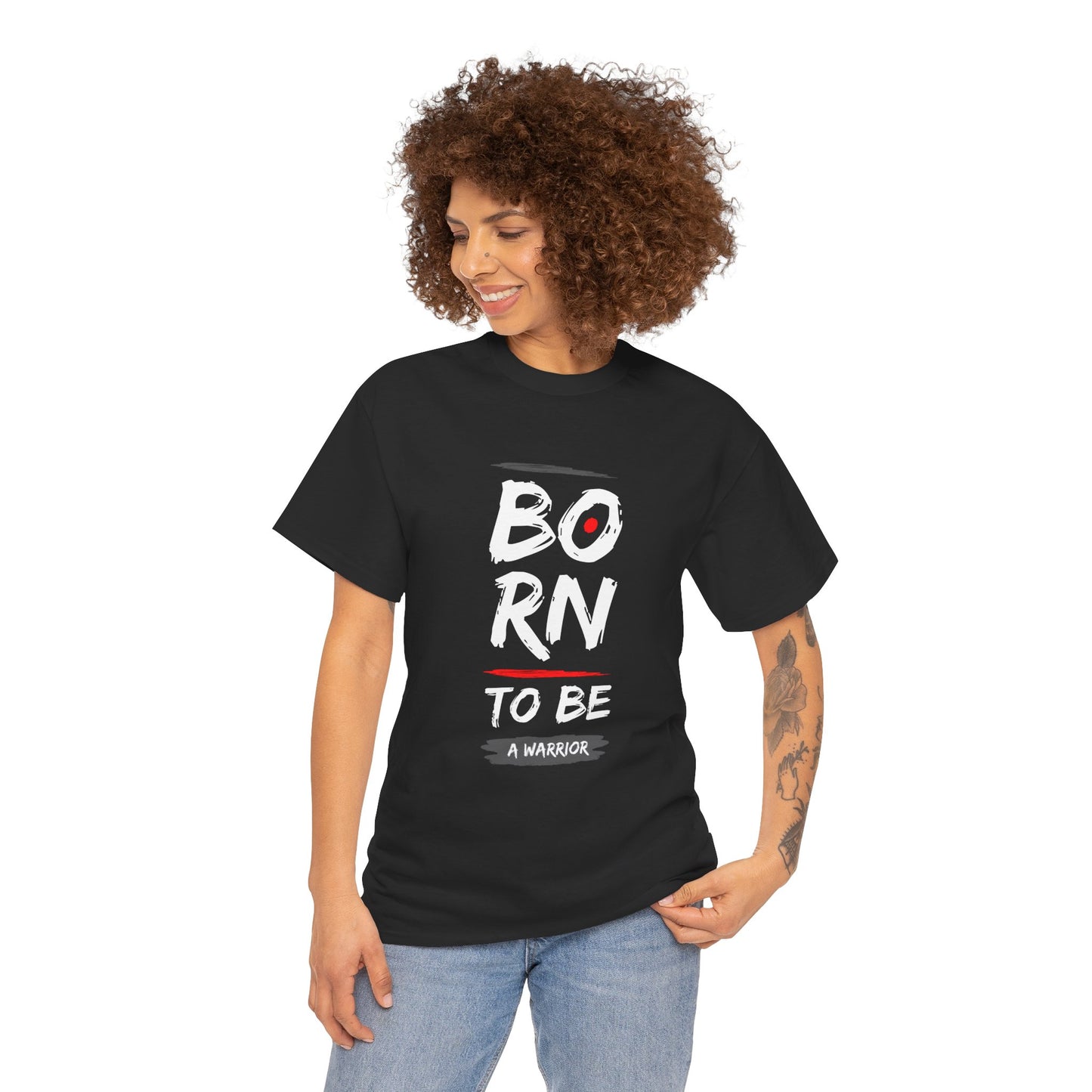 Born to Be a Warrior Unisex Heavy Cotton Tee, Inspirational Shirt for Veterans, Motivational Gift, Fitness Apparel, Casual Wear