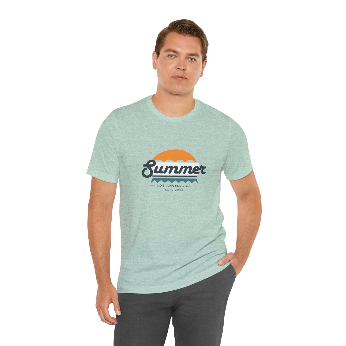 Summer Vibes Unisex Jersey Short Sleeve Tee, Beach Shirt, Casual Summer Wear, Gift for Friends, Coastal Adventure Top, LA Style Tee