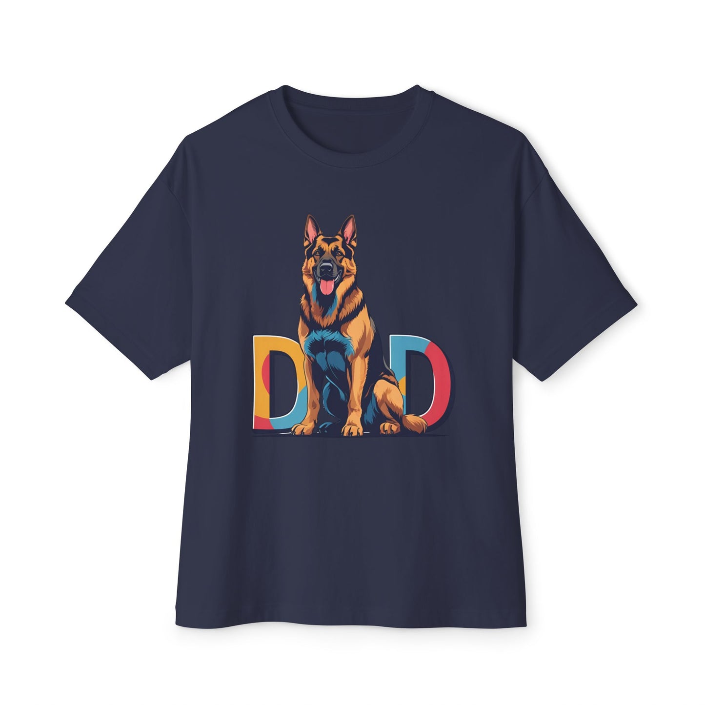 German Shepherd Dad Unisex Oversized Boxy Tee, Dog Lover Gift, Pet Portrait Shirt, Casual Streetwear, Animal Lover Apparel
