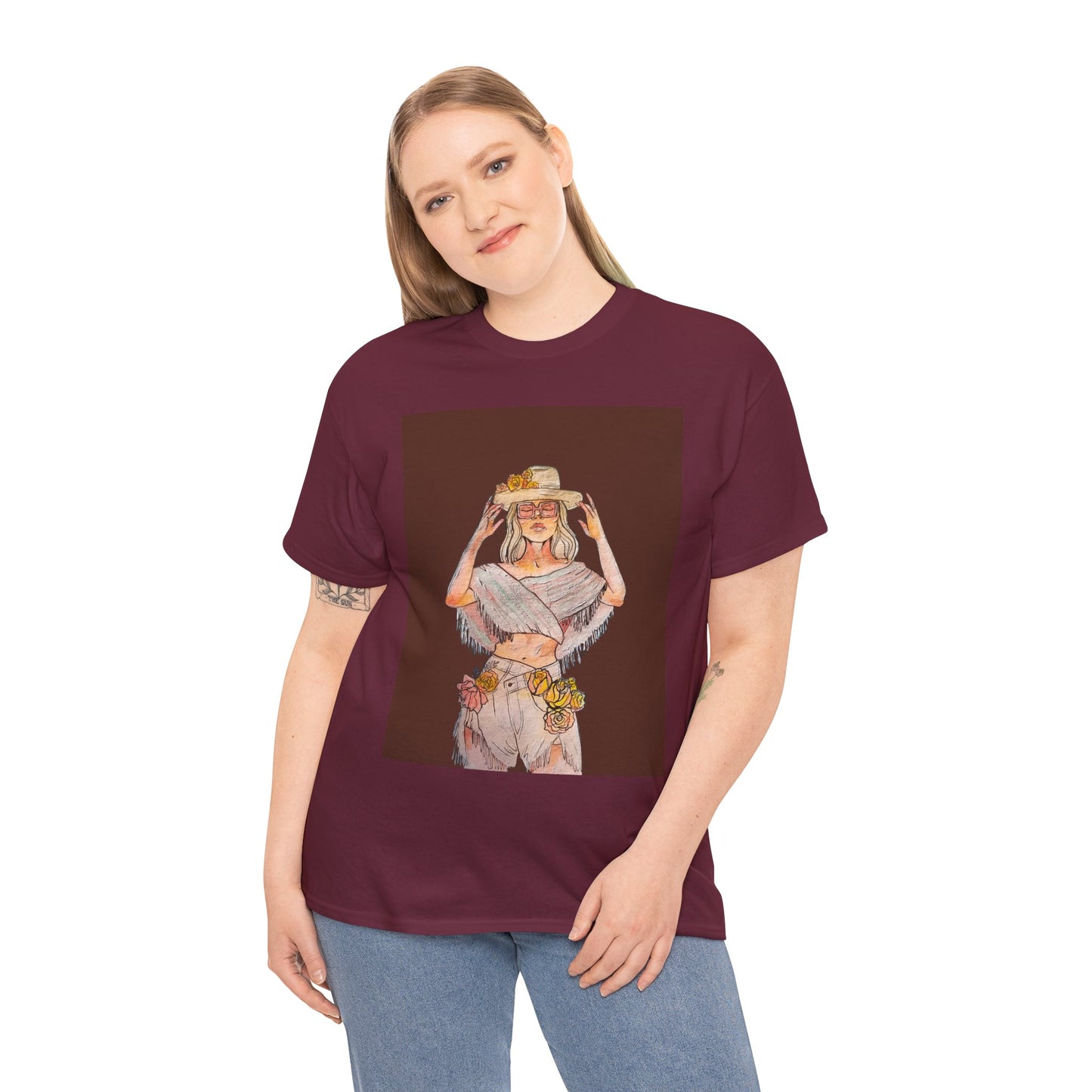 Bohemian Vibes Unisex Heavy Cotton Vintage Tee, Casual Wear, Summer Style Shirt, Gift for Her, Festival Outfit, Art-Inspired Apparel