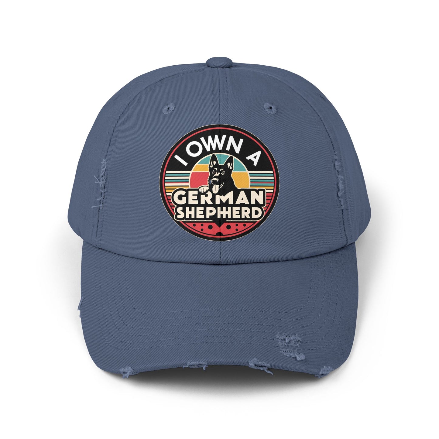 German Shepherd Distressed Cap With Retro Vintage Background - Pet Owner Gift, Casual Everyday Wear
