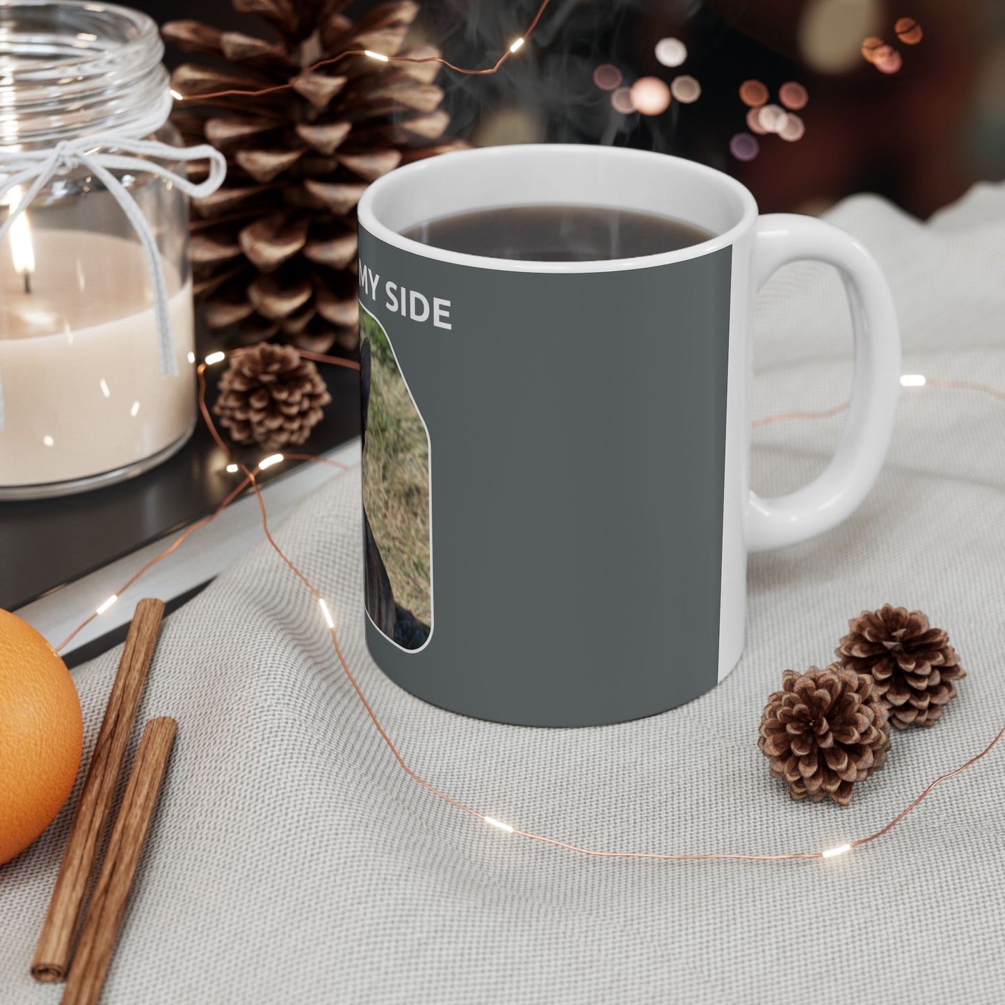 Ceramic Dog Lover Mug With a Sable German Shepherd and Caption Forever By My Side