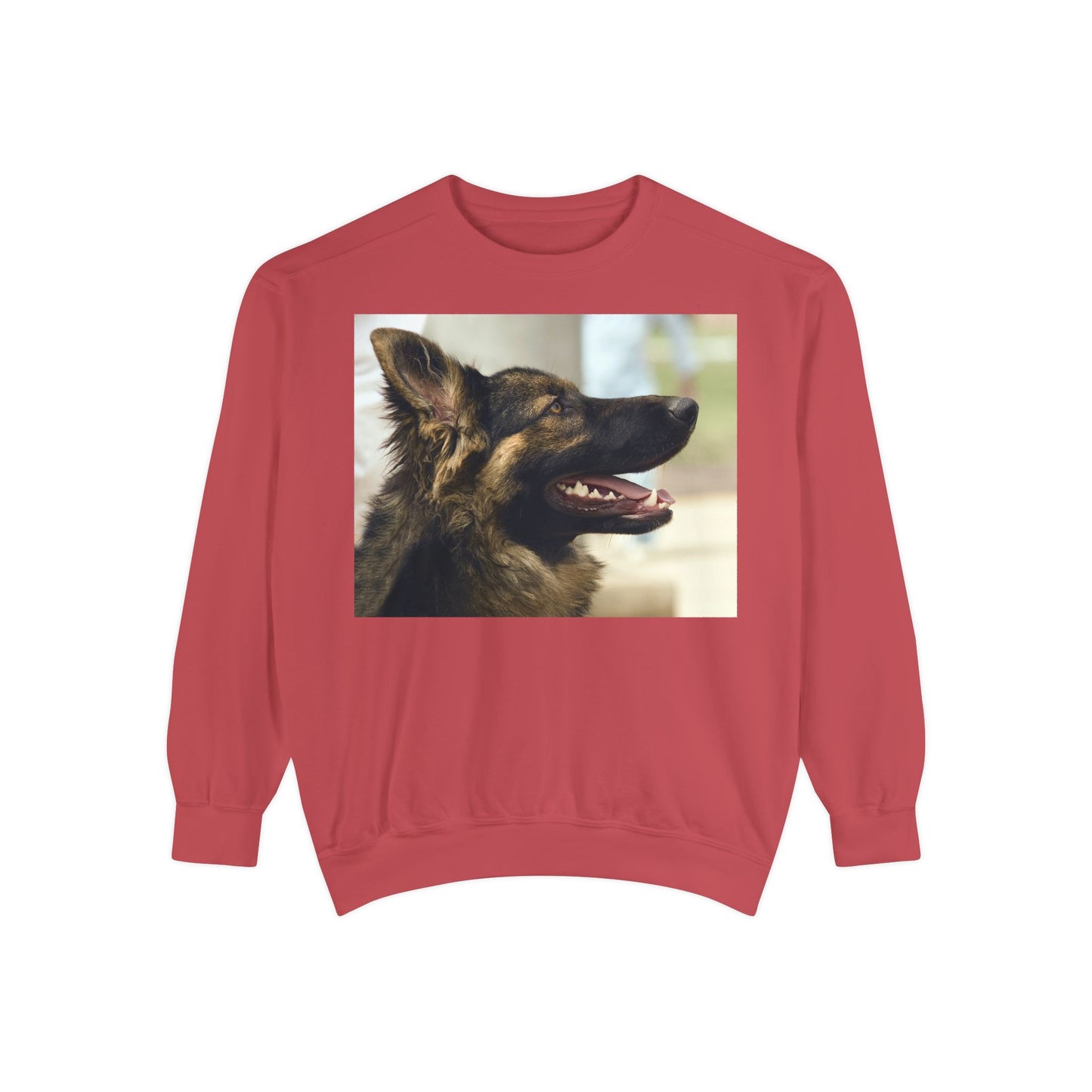 Unisex Dog Lover Sweatshirt With Close Up of Working German Shepherd Mouth Opened