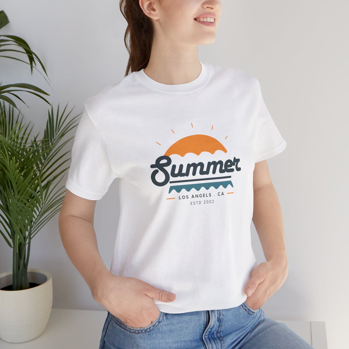 Summer Vibes Unisex Jersey Short Sleeve Tee, Beach Shirt, Casual Summer Wear, Gift for Friends, Coastal Adventure Top, LA Style Tee