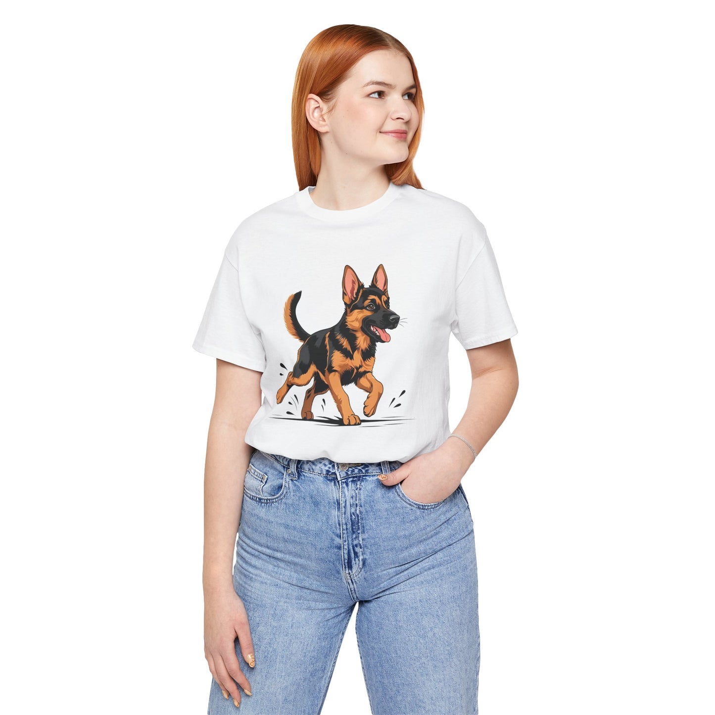 Playful German Shepherd Puppy Tee, Cute Dog Lover Gift, Pet Owner Shirt, Fun Animal Apparel, Unisex T-Shirt for Dog Enthusiasts