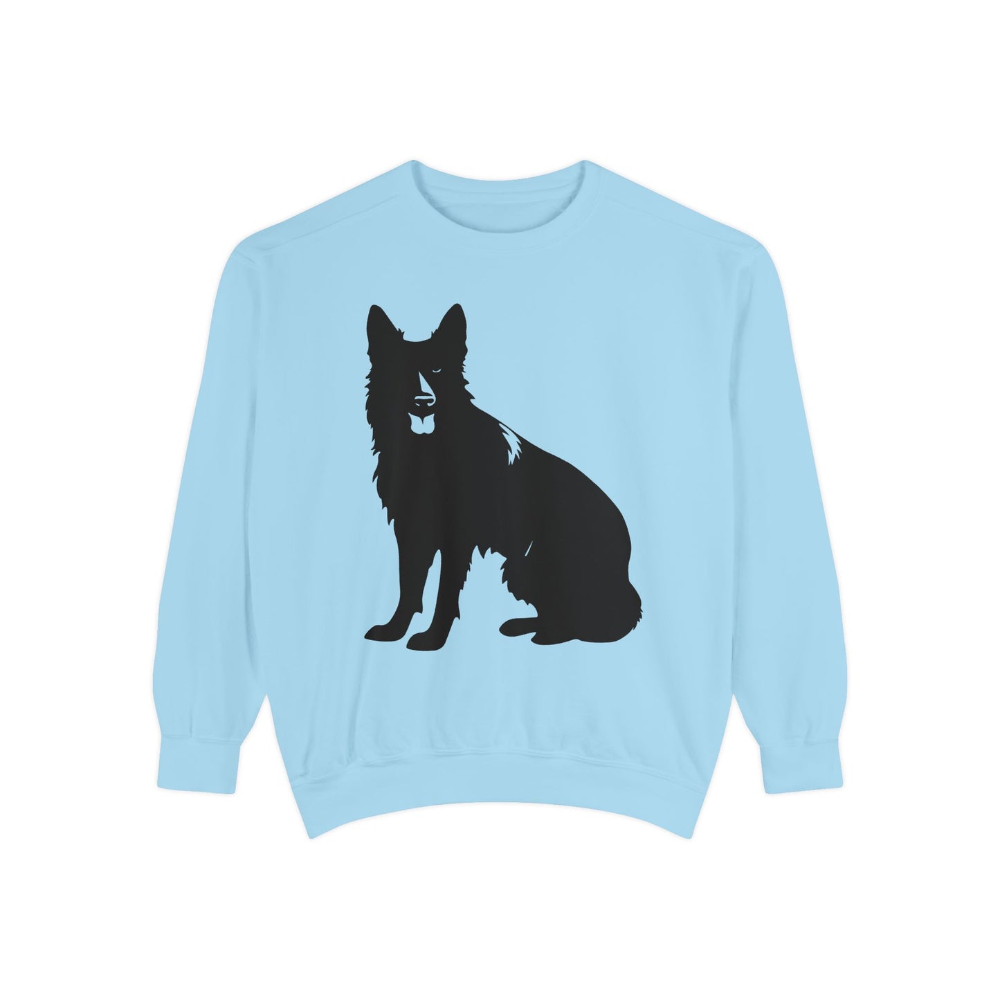 Unisex Dog Lover Sweatshirt With Graphic of Black German Shepherd With Hanging Tongue Sloppily Sitting