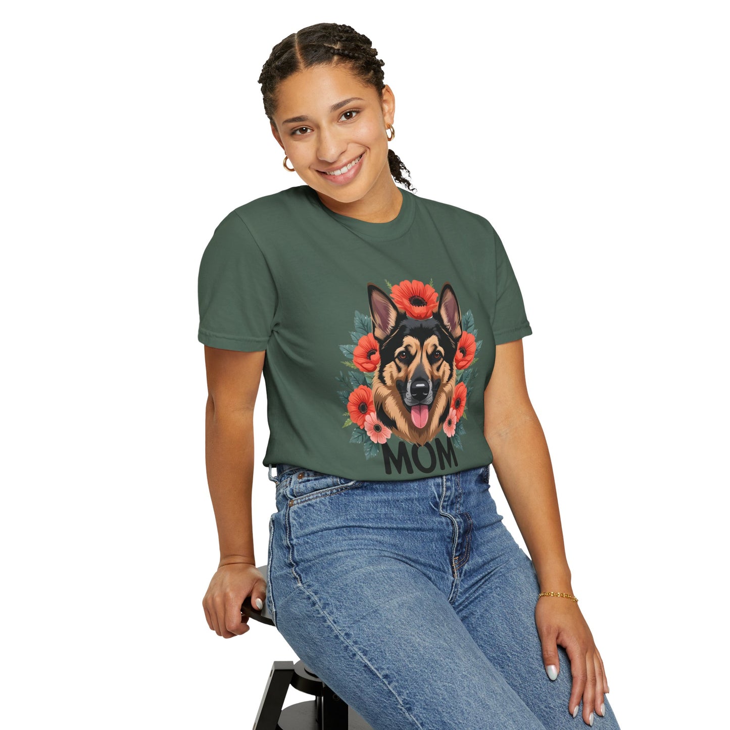 Floral German Shepherd Dog Mom T-Shirt, Perfect Gift for Dog Lovers, Mother’s Day, Birthday, Casual Wear, Comfortable Everyday Tee