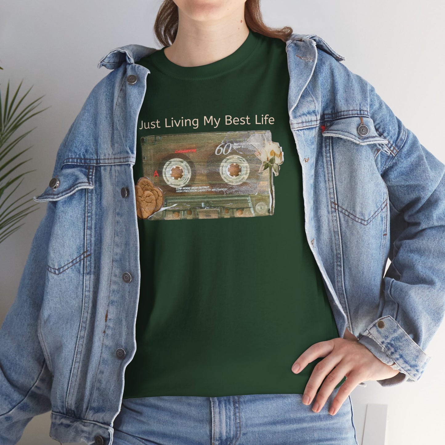Just Living My Best Life Tee, Vintage Cassette T-Shirt, Casual Wear, Gift for Friends, Music Lover's Apparel