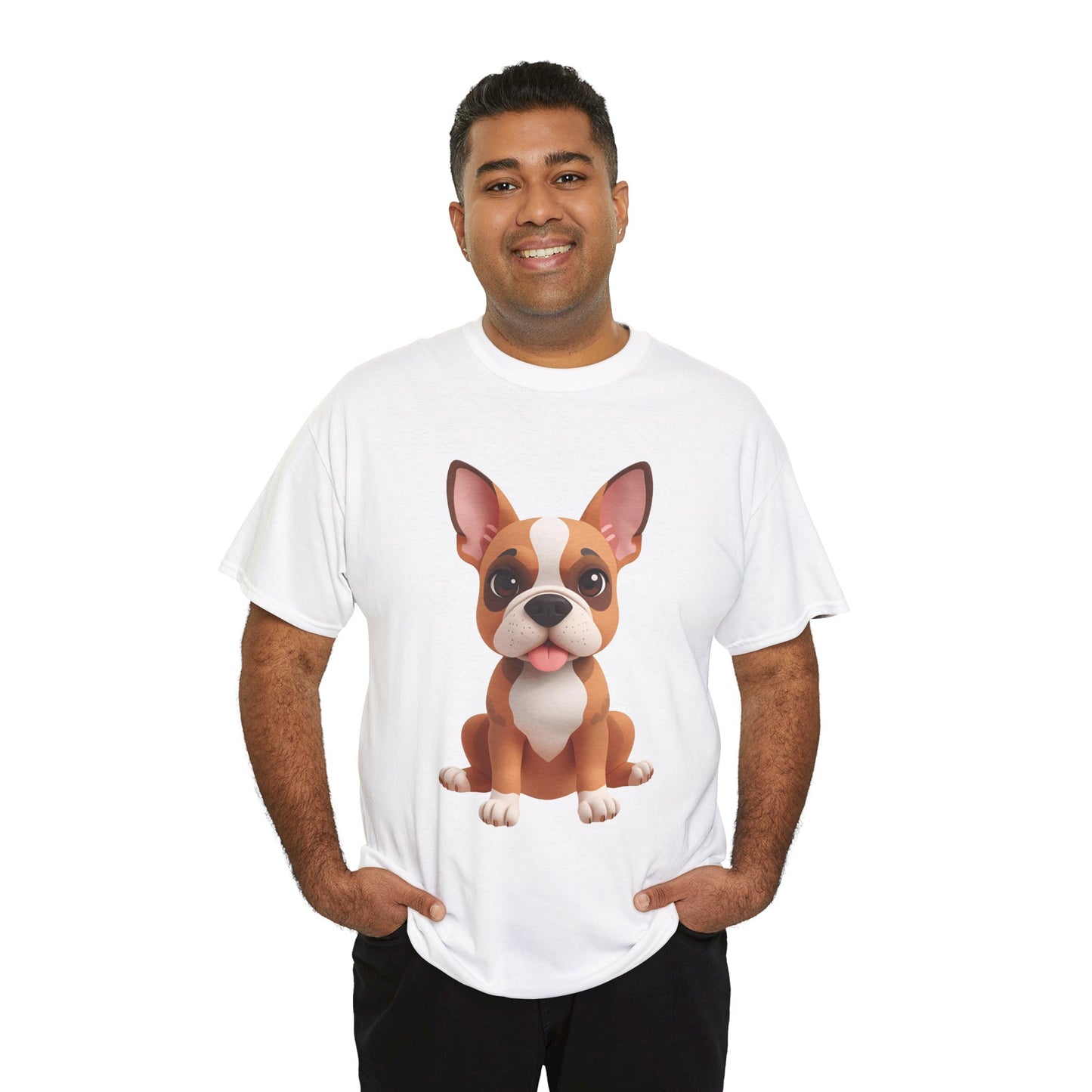 Cute 3D French Bulldog T-Shirt Unisex Heavy Cotton Tee, Dog Lover Gift
