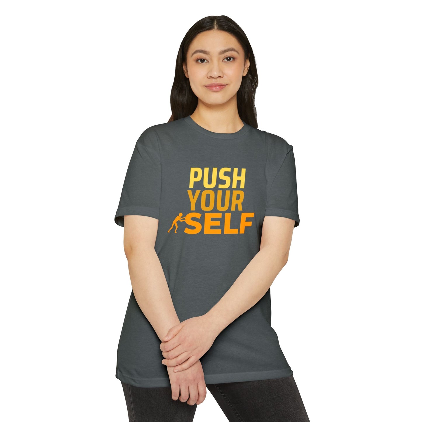 Motivational Fitness T-Shirt – "Push Your Self" - Cool Graphic Tee, Workout Shirt, Gift for Gym Lovers, Unisex Activewear, Casual Wear