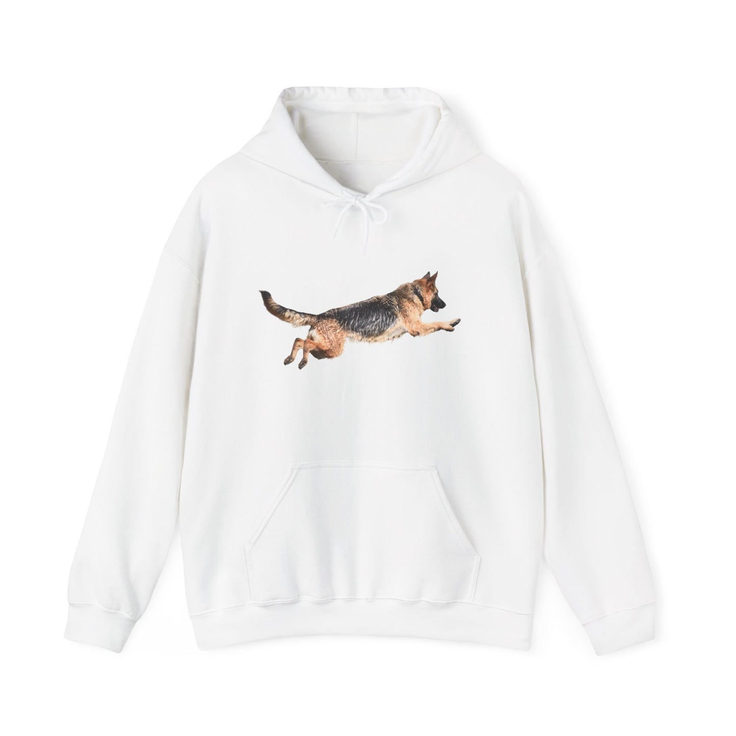 Unisex Dog Lover Hoodie With a Wet German Shepherd Jumping in the Air