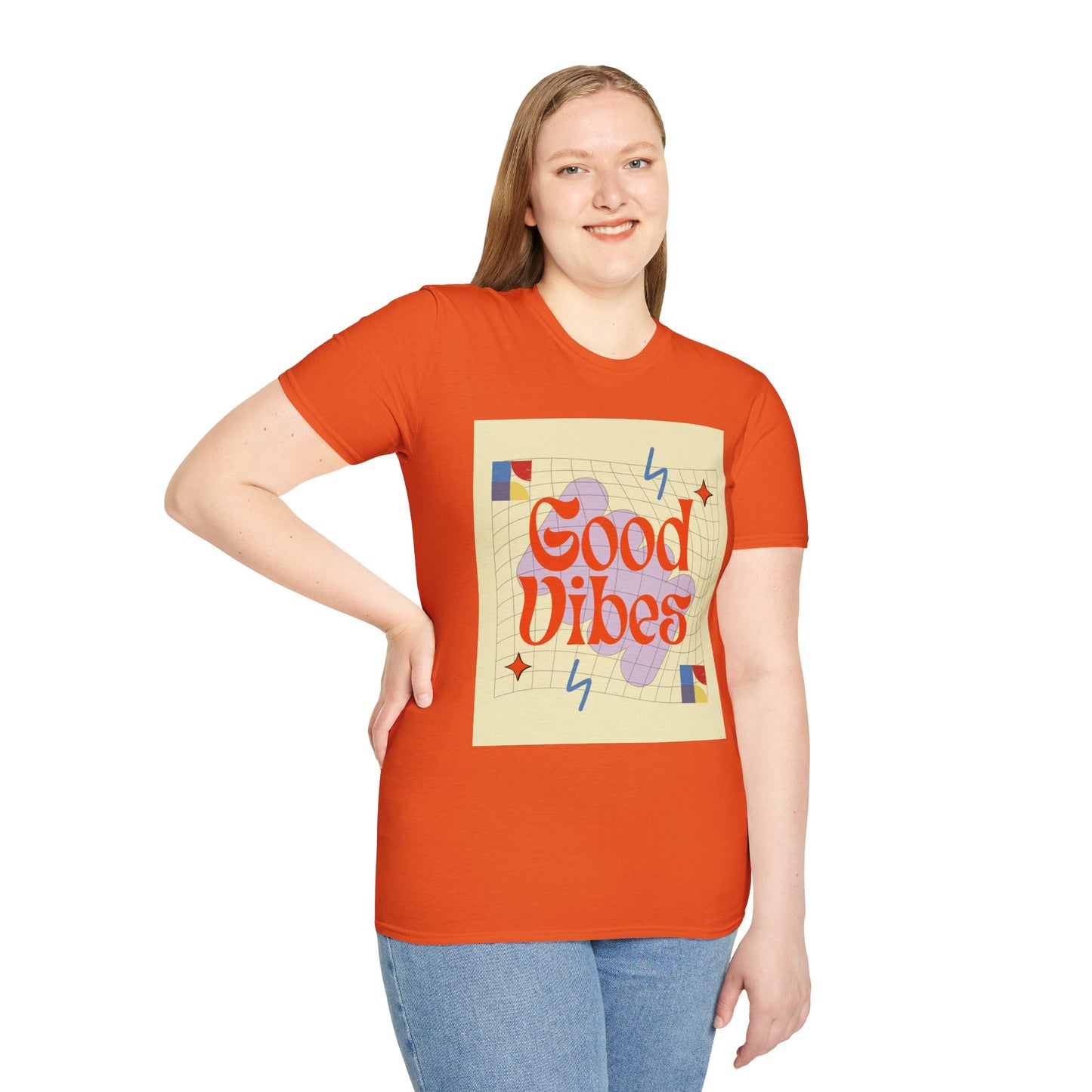 Good Vibes Unisex Softstyle T-Shirt, Relaxed Fit Tee, Casual Wear, Gift Idea, Positive Quotes, Everyday Comfort, Summer Fashion