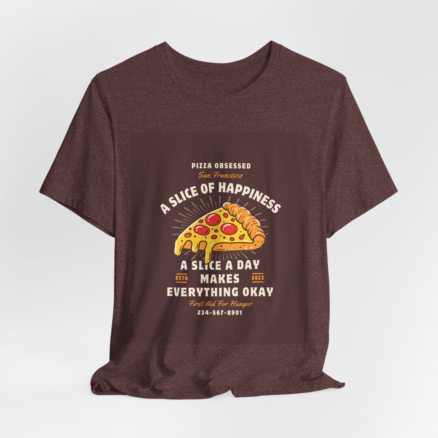 Pizza Lover's Happiness Tee, Fun Unisex T-Shirt, Casual Wear, Gift for Foodies, Pizza Party Attire, Comfortable Daily Shirt