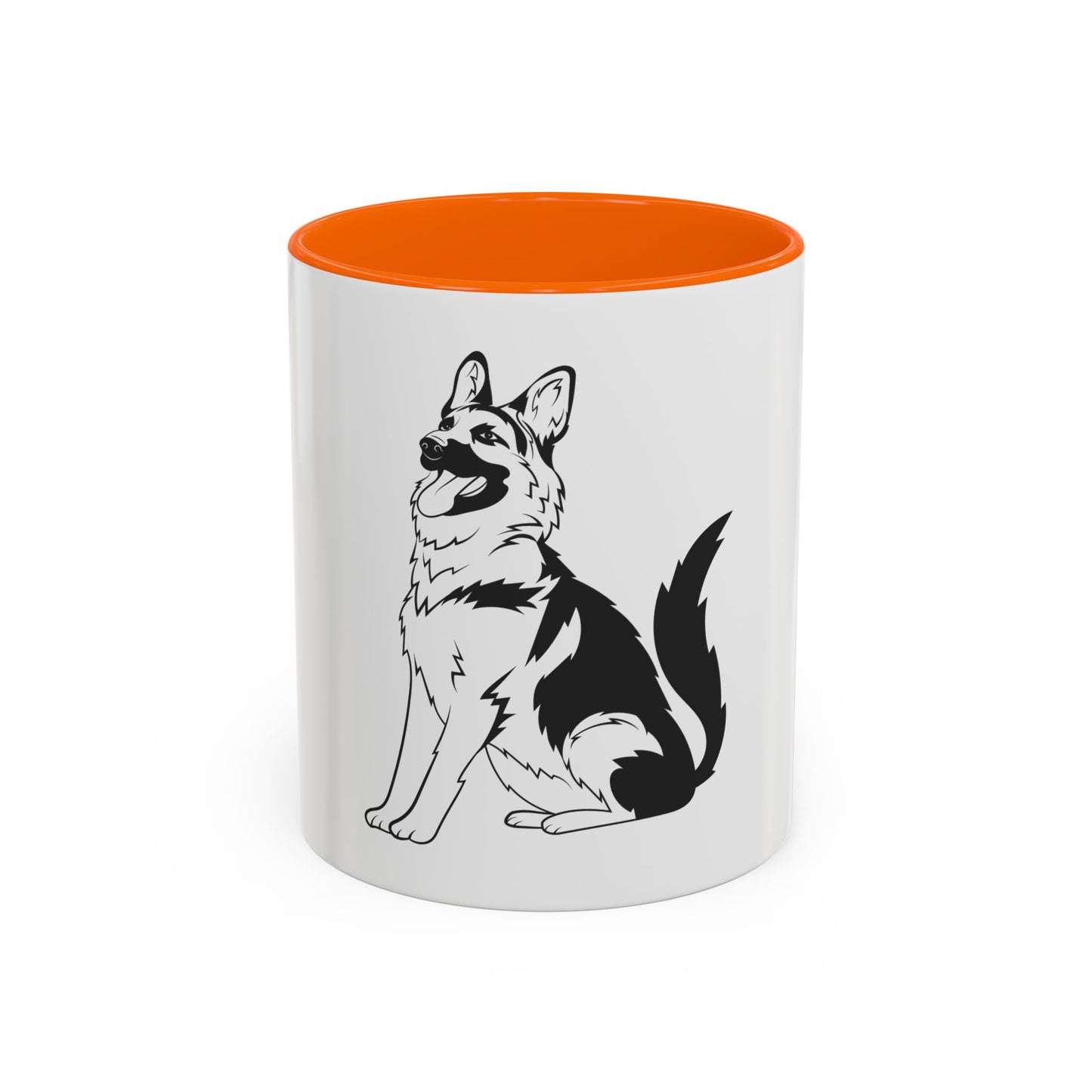 Accent Ceramic Dog Lover Coffee Mug With a Graphic of Black and Transparent German Shepherd Sloppily Sitting
