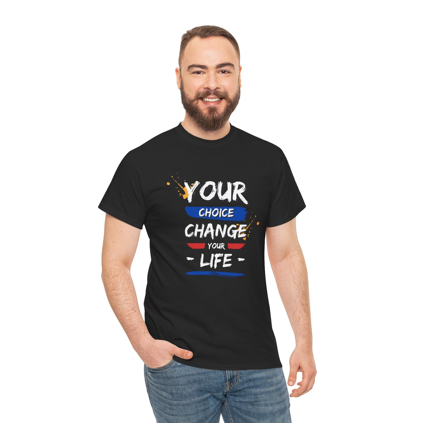 Inspirational Quote Unisex Heavy Cotton Tee - "Your Choice Change For Life", Motivational Shirt, Casual Wear, Gift Idea, Everyday Comfort