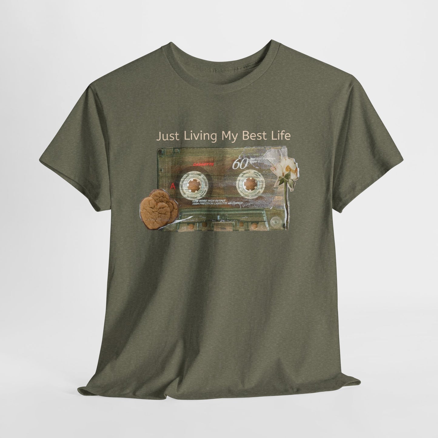 Just Living My Best Life Tee, Vintage Cassette T-Shirt, Casual Wear, Gift for Friends, Music Lover's Apparel
