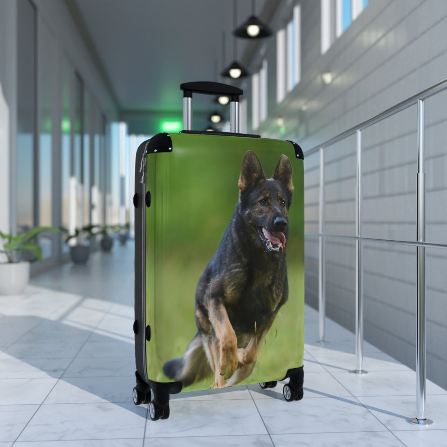 Dog Lovers Suitcase Featuring a Working Line German Shepherd Running On the Grass