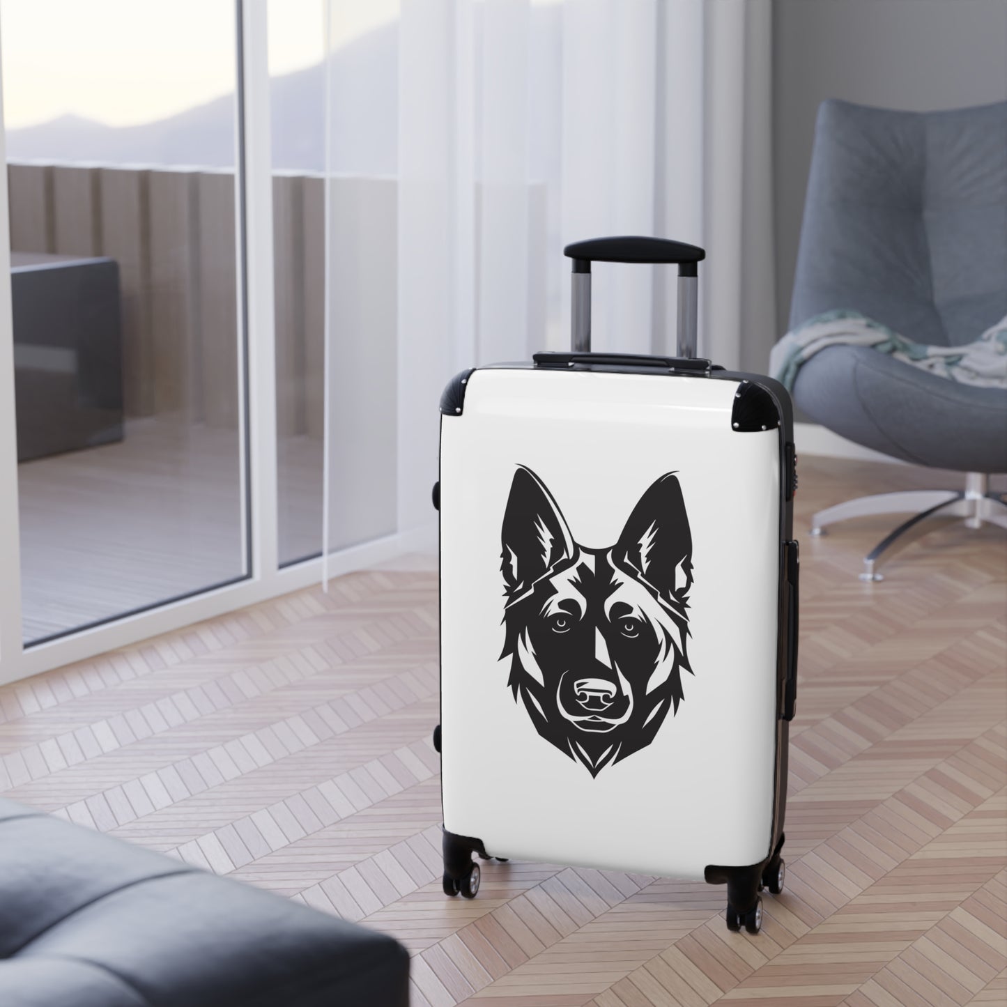 Stylish Dog-Lover Suitcase with German Shepherd Design - Ideal for Travel and Pet Owners