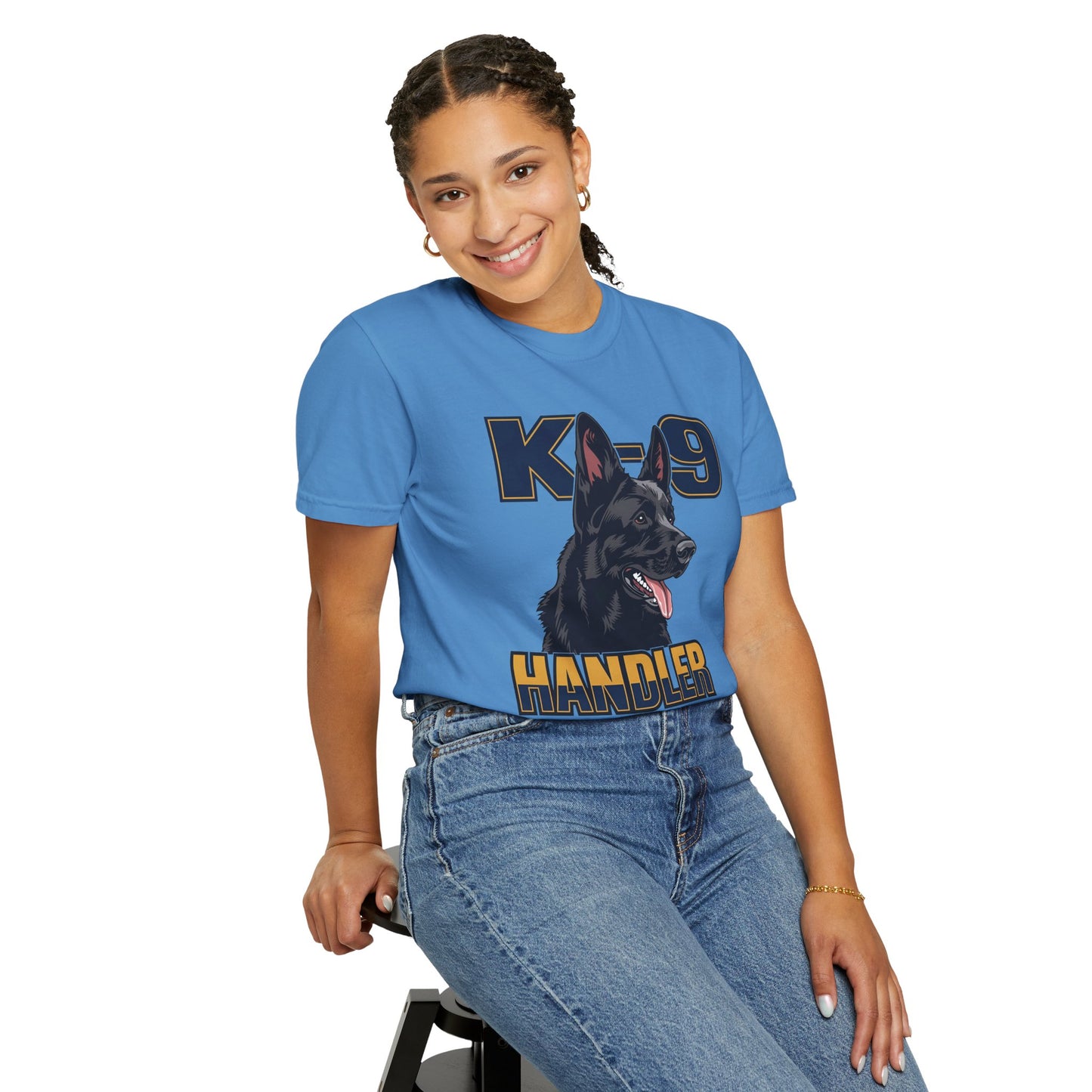 Black German Shepherd K-9 Handler T-Shirt, Garment-Dyed Unisex Tee for Dog Lovers