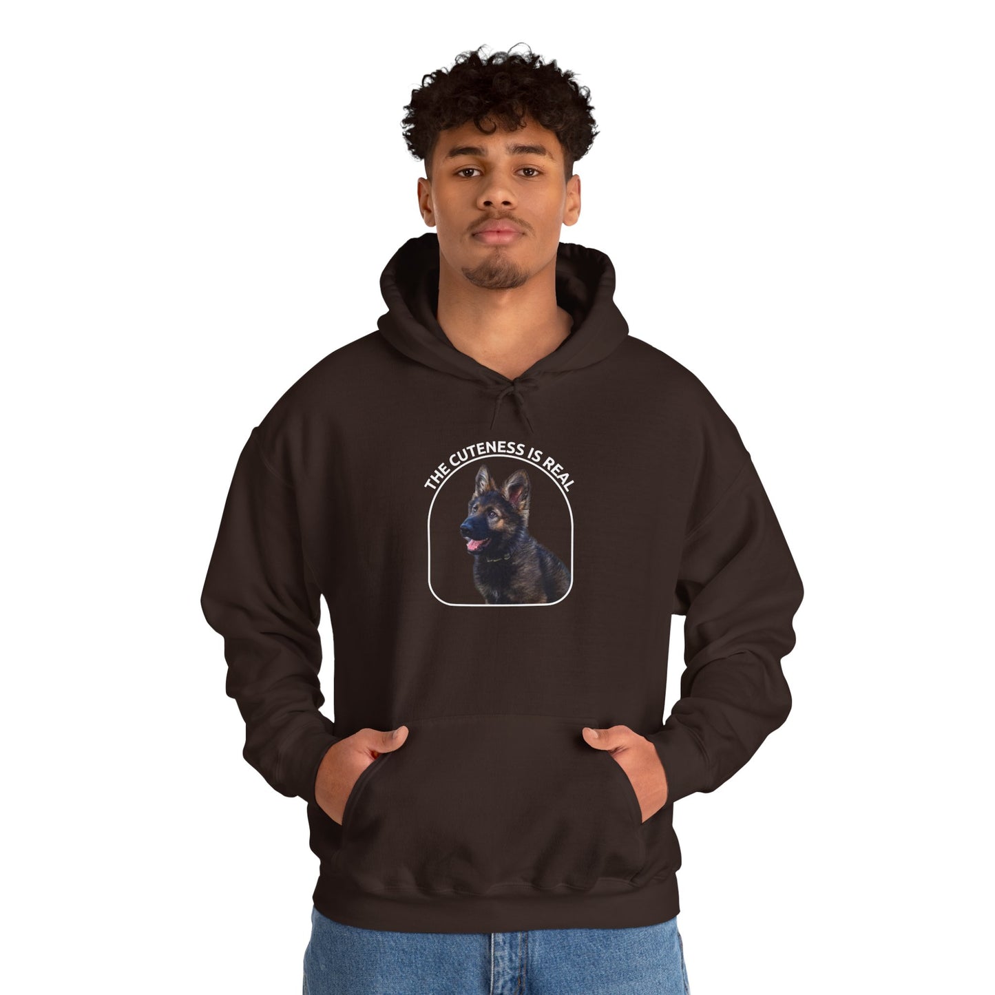 Unisex Dog Lover Hoodie With Cute German Shepherd Puppy and Caption The Cuteness Is Real