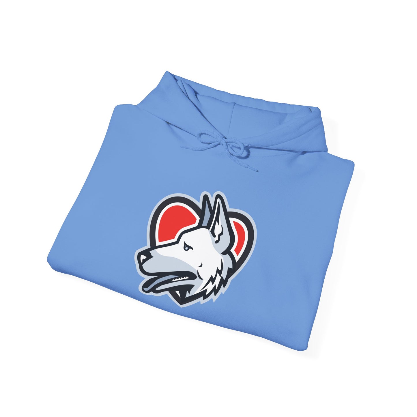 Unisex Dog Lover Hoodie With a Close Up Graphic of German Shepherd Placed Inside Red Heart