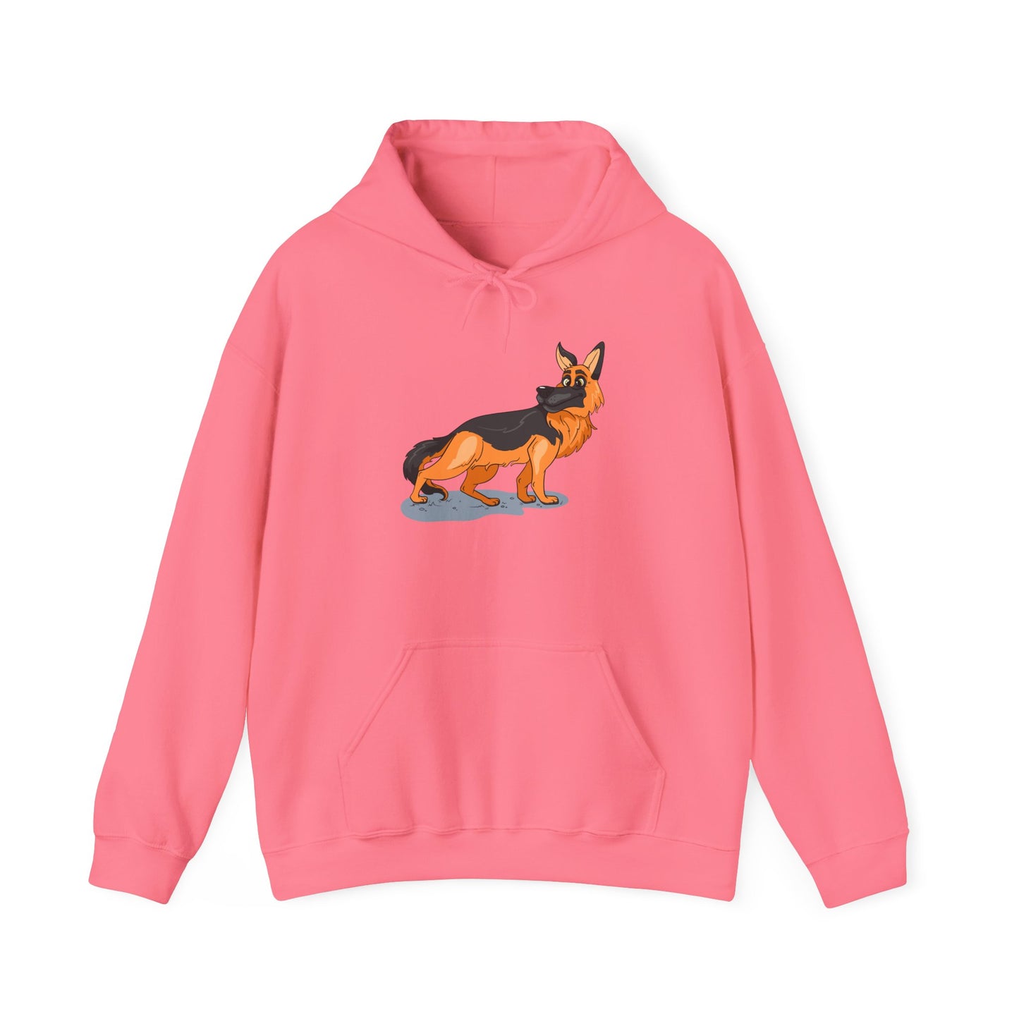 Unisex Dog Lover Hoodie With a Cartoon of Astonished German Shepherd Turning His Head