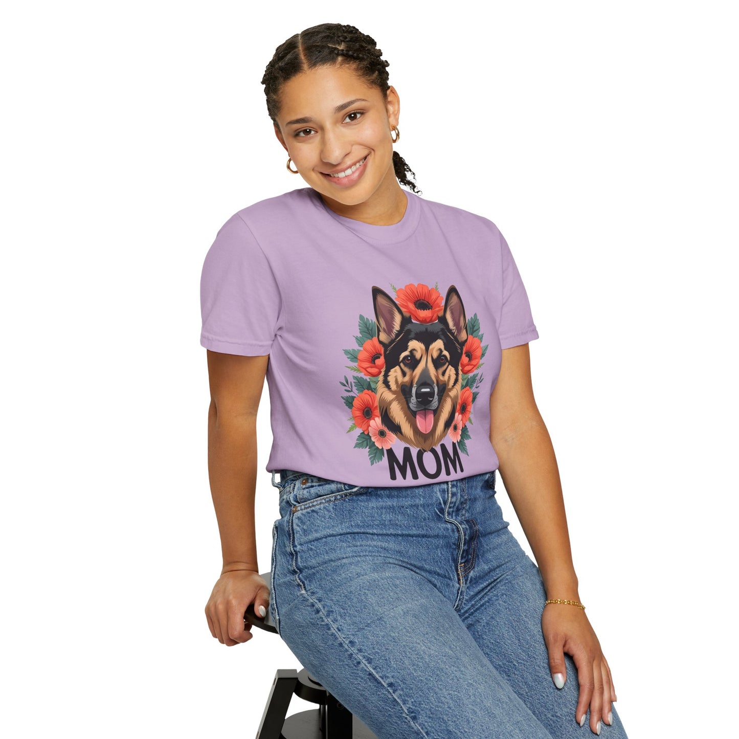 Floral German Shepherd Dog Mom T-Shirt, Perfect Gift for Dog Lovers, Mother’s Day, Birthday, Casual Wear, Comfortable Everyday Tee